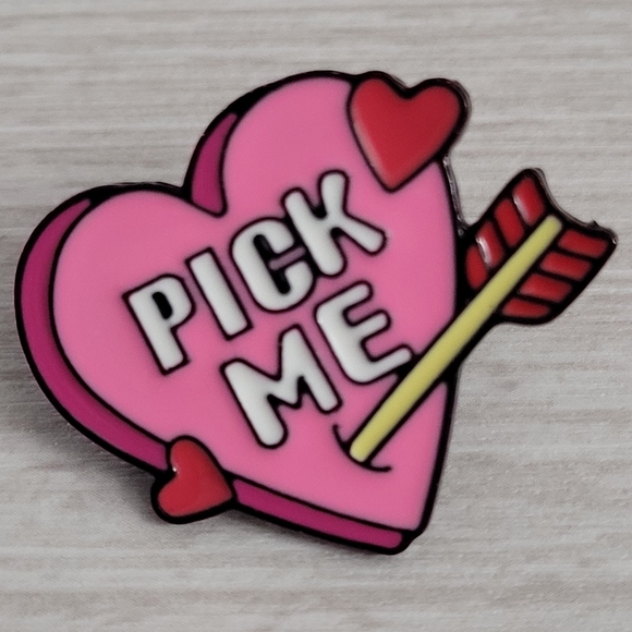 Pick Me Heart Pierced By Cupid's Arrow Enamel Pin - Picture 4 of 9